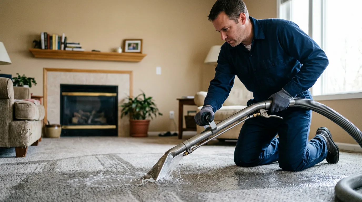 Water damage restoration technician working near Rice, MN